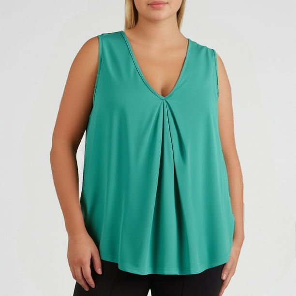 Body moldeador de verano para mujer, color liso, talla grande, cuello en V, sin mangas, top para mujer