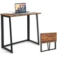 thumbnail image 1 of Costway Folding Computer Desk No Assembly Study Writing Table for Small Spaces Brown, 1 of 10