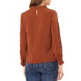 thumbnail image 4 of INSPIRE CHIC Women's Work Ruffle Trim Neckline Solid Shirt Button Decor Blouse Caramel M, 4 of 7