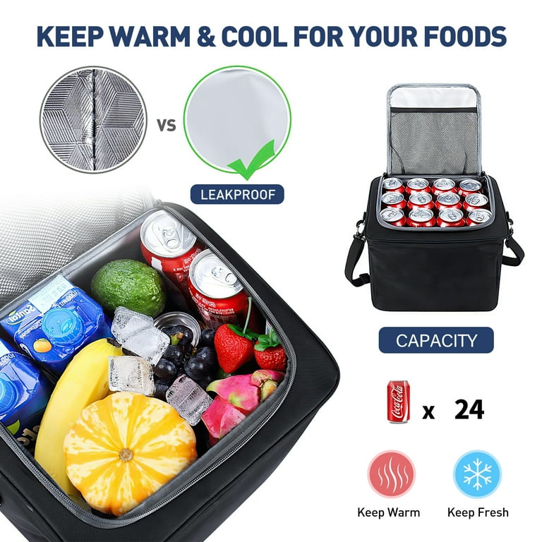 Cshidworld Car Trunk Storage Organizer, 4 in 1 Multi Compartment Collapsible Trunk Storage Box with Leakproof Insulated Cooler Bag for Car Truck SUV