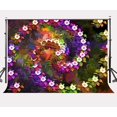 thumbnail image 1 of BSDHOME Toile de Fond Polyester 7x5ft Fleurs Blanches Toile de Fond Feuilles Colorées Accessoires de Photographie Studio, 1 of 5