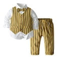 thumbnail image 3 of Esaierr 4 Pieces Newborn Baby Suits Slim Fit Gentleman Outfits Shirt Striped Vest Pants with Bow Tie Sets Fall Winter Formal Dresswear for Boys 3 Months-5 Years, 3 of 9
