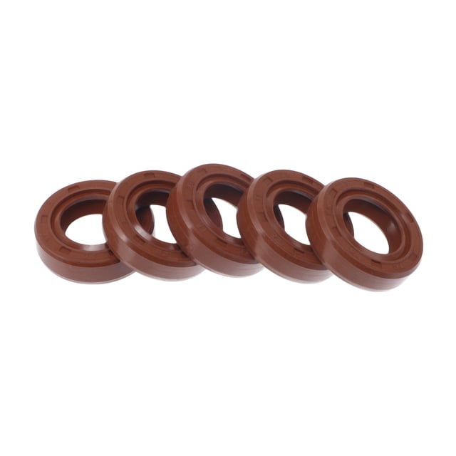 Sello de Aceite Universal TC Doble Labio con Resorte de Acero 15x26x7mm Alta Presión Caucho FKM Marrón 5 Pcs