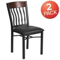 thumbnail image 3 of Flash Furniture 2 Pack Eclipse Series Vertical Back Black Metal and Walnut Wood Restaurant Chair with Black Vinyl Seat, 3 of 8