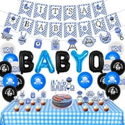 BBQ Baby Shower Decorations Boy Blue | Baby Q Party Decorations with Tablecloth, Balloons, and Banner | Barbecue Theme | Perfect for Baby Shower or Birthday Party