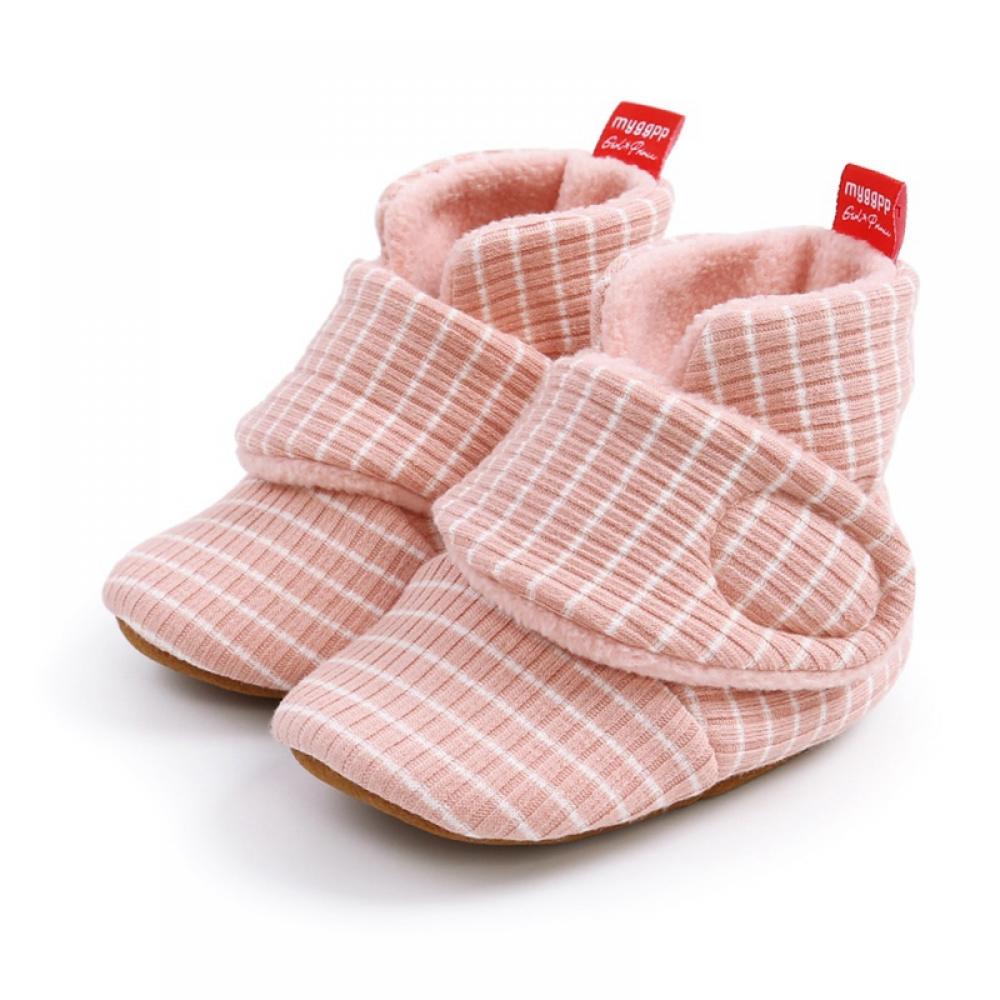 Newborn Baby Boy Girl Warm Striped Plush Soft Soled Shoes Cotton Casual Shoes Frist Walking Shoes - image 4 of 6