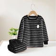 thumbnail image 2 of DHFJKG Boy Girl Striped Fuzzy Winter Outfit 2 Piece Sets Long Sleeve Crewneck Pullover Elastic Waist Ankle-Tied Pants Home Relaxation Outfits For Kids 3-16 Years Old Leisure Outfit, 2 of 3
