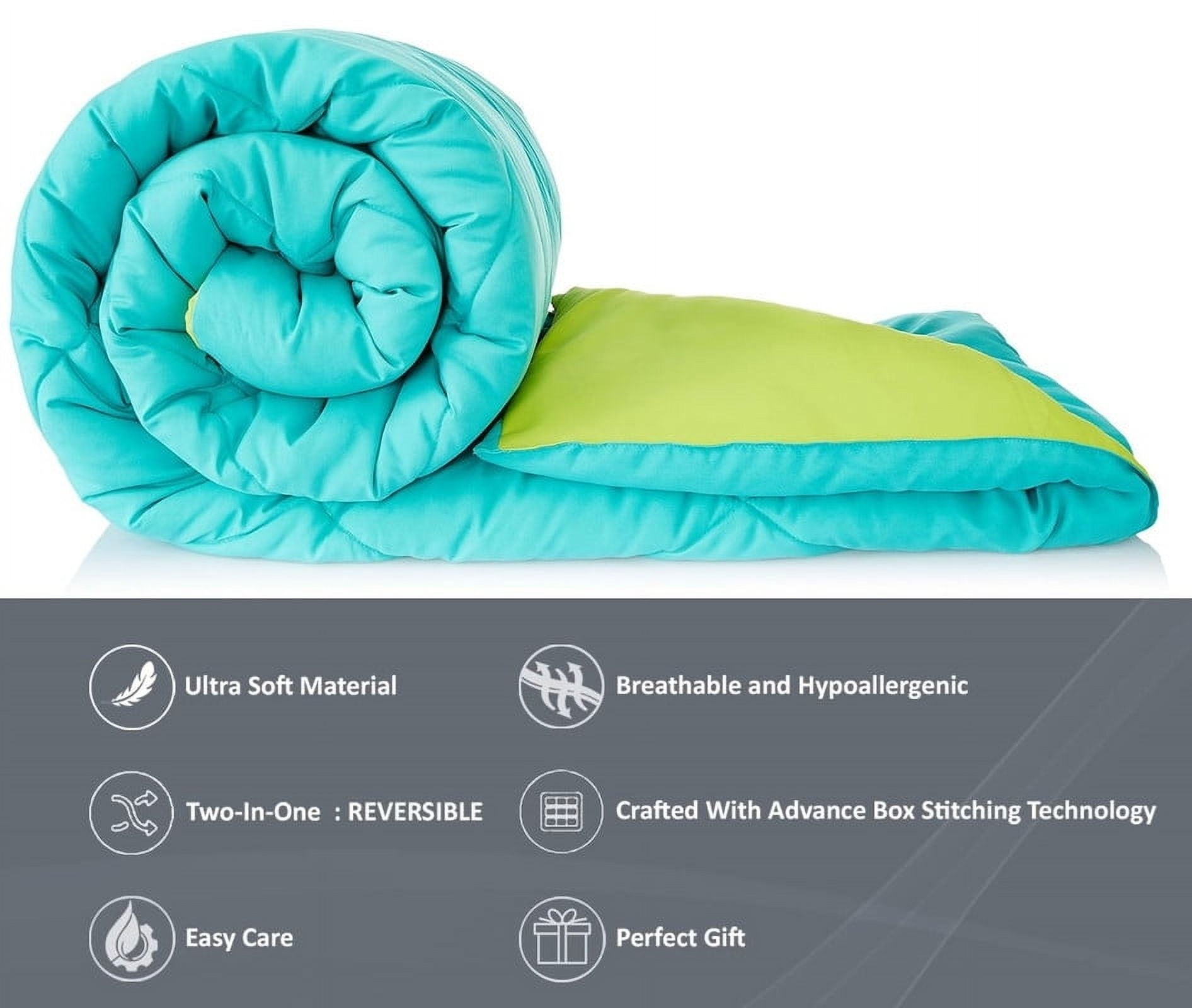 Rian Decor King Size Reversible Comforter - All Season Quilted Down Alternative Bedding Comforter - Winter Summer Fluffy Soft - Machine Washable – Blue/Green