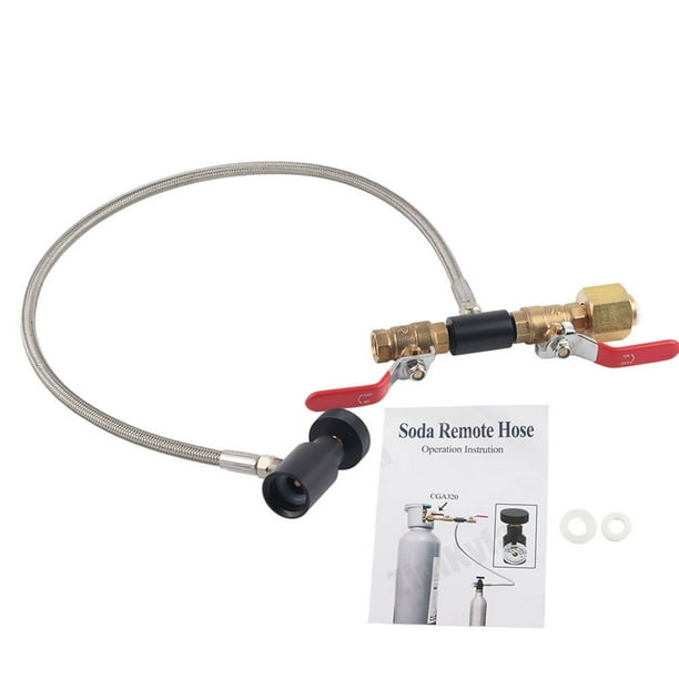 Adaptador de recarga para cilindro de CO2 CGA-320 con manguera para tanque de refresco de 24" sin manómetro