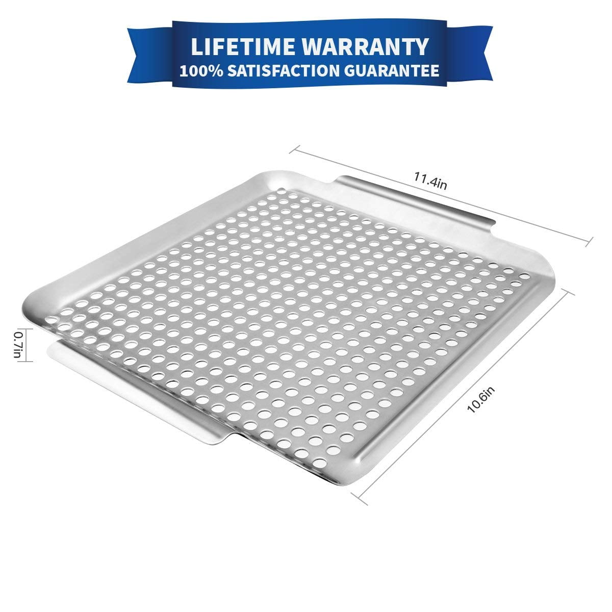 Grill Pan Stainless Steel Grill Topper Heavy Duty BBQ Grill Wok with Handles Vegetables Grill Basket Outdoor Grill Accessories Cookware Grill Utensils for Barbecue Cooking