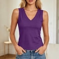 thumbnail image 2 of idosla Women's Tank Tops Teen Girl Loose Fit V Neck Summer UPF 50+ Flowy Curved Hem Basic Casual Sleeveless Tops (Purple, M), 2 of 5