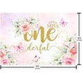 thumbnail image 5 of 7x5FT Miss Onederful Backdrop Girl 1st Birthday Party Decoration Supplies Little Miss Onederful Blush Pink Floral Butterfly Gold Glitter Photography Background Banner Photo Shoot Studio Props, 5 of 5