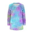 thumbnail image 3 of Womens Long Sweatshirts Sherpa Fleece Tunic Tops with 2 Pockets Tie Dye Multicolor Casual Trendy Fuzzy Sweaters (S, Light Blue), 3 of 5