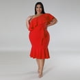 thumbnail image 4 of AURA Women Plus Size Sleeveless Midi Dress Casual Slim Fit Summer Ruffle Hem Dress, 4 of 7