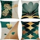 thumbnail image 1 of Elegantes fundas de almohada estilo bohemio, almohadas geométricas abstractas de hojas doradas modernas de mediados de siglo para tu espacio vital (45 x 45 cm), 1 of 6
