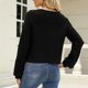 thumbnail image 5 of Blusa informal de manga larga con cuello redondo y cuello redondo para mujer, suéter holgado de Color sólido Pompotops FGAJ7595, 5 of 8
