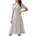 thumbnail image 7 of PBFRDSJ Women's V Neck Polka Dot Midi Dress Short Sleeve Waist Flared A Line Dress 50s Cocktail Dress Sizes M-3XL, 7 of 7