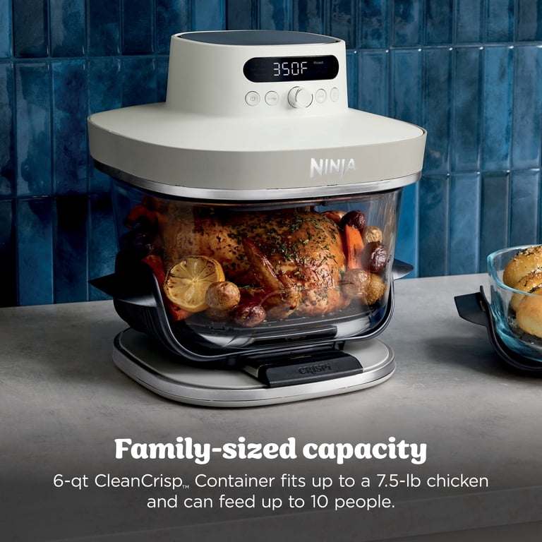 Ninja Crispi Pro Glass Air Fryer 6-Qt & 2.5-Qt, 6-in-1, Air Fry, Bake, Dehydrate, Dishwasher Safe, AS101LG Dove
