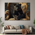 thumbnail image 6 of Mudket Framed Panther on Ornate Chair Canvas Wall Art, Regal Leopard Print Wall Decor for Men's Office, Trendy Animal Wall Art Ready to Hang - 12"L x 8"W, 6 of 10