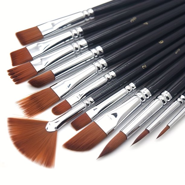 Conjunto De Pinceles De Pintura De Aceite Acrílico De Acuarela BANYUO De Pelo De Nylon 12 Piezas