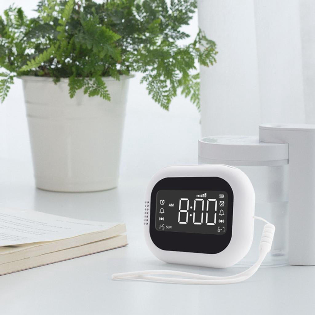WE-POLUJ Rechargeable Vibrating Alarm Clock with Adjustable Vibration Level and Sound 2 Alarm Snoozes Function for Heavy Sleepers
