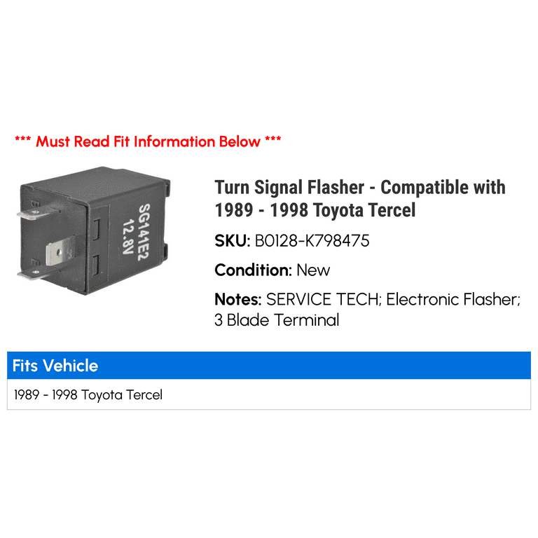Turn Signal Flasher - Compatible with 1989 - 1998 Toyota