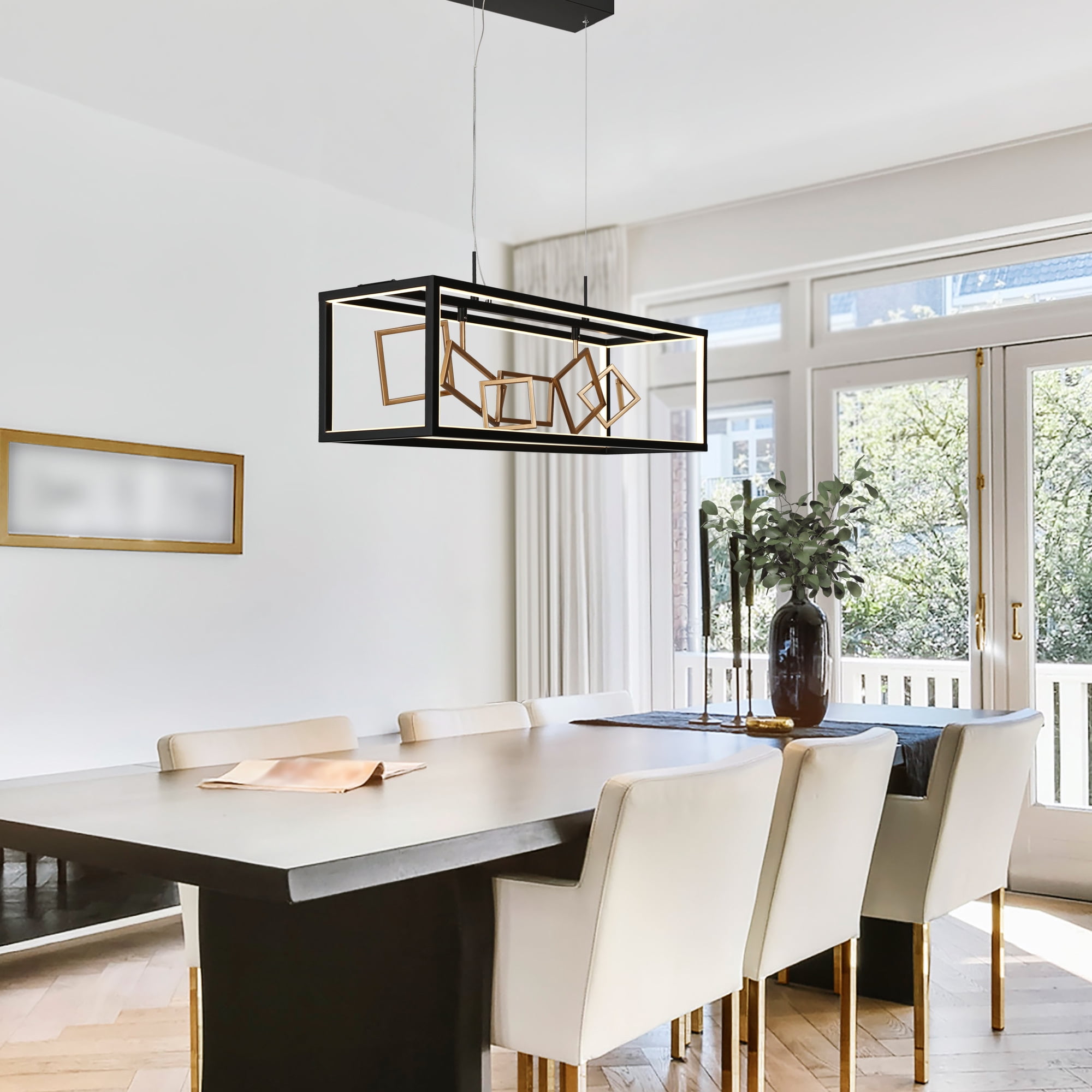 LNC Gold Mid-Century Modern 8-Light LED Dining Room Chandelier