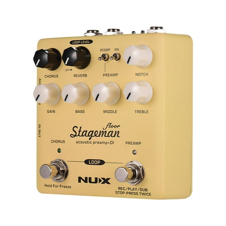 NUX Stageman Floor Acoustic Preamp + DI Effect Pedal with Chorus Reverb Freeze 60s Loop for Acoustic Guitar Violin Mandolin (Best Acoustic Preamp Pedal)