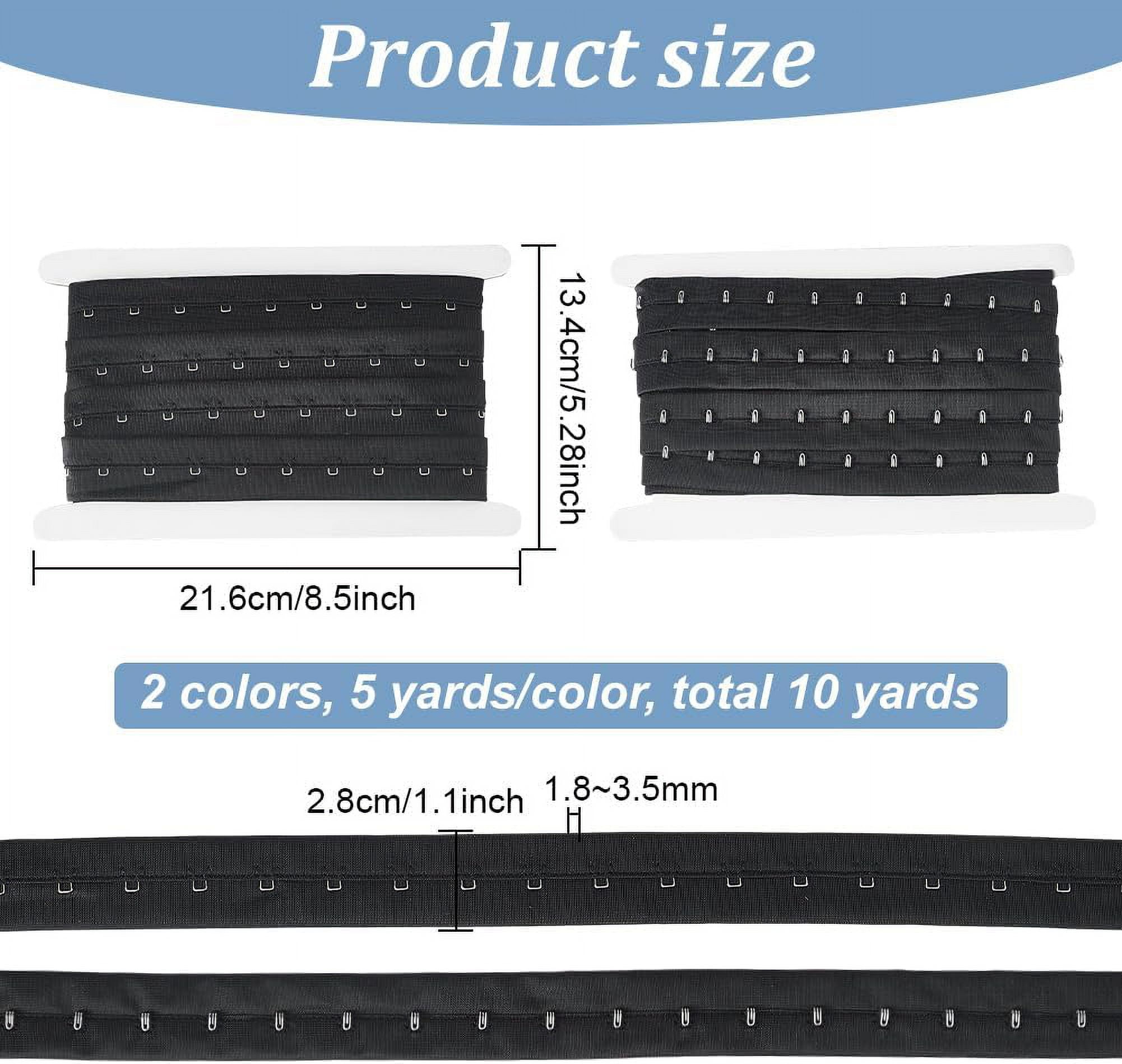 10 Yards Single Hook and Eye Tape Trim 2 Colors Polyester Bra Extender for Corset Bra Sewing Quilting Renaissance Dance Corset Bridal Apparel Home Decoration (Black White) DIY