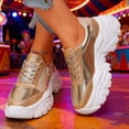 thumbnail image 5 of Sneakers for Women Fashion Platform White Leather Casual Dad Shoes Comfortable Wedge Walking Sport Sneakers, 5 of 9