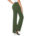 thumbnail image 3 of Women's Stretchy Office Dress Pants with Pockets, Professional Work Trousers with 4-Way Stretch, Comfortable Business Attire for Formal Workplace and Professional Settings Green XXL, 3 of 6