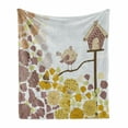 thumbnail image 1 of Spring Soft Flannel Fleece Throw Blanket, Funny Shaped Bird and House with Flowers, Cozy Plush for Indoor and Outdoor Use, 50" x 60", Baby Blue Multicolor, by Ambesonne, 1 of 5
