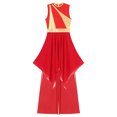 thumbnail image 3 of Haitryli Womens Praise Dance Outfit Asymmetric Hem Overlay Dress with Pants Worship Liturgical Red S, 3 of 7