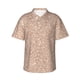 thumbnail image 1 of Balery Beige Sparkling Glitter Camisas hawaianas de manga corta para hombre, camisas playeras de corte holgado, camisas de vacaciones con botones,Large, 1 of 7