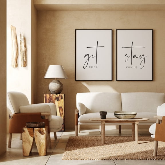 Guest Room Wall Decor Get Cozy Stay Awhile Guest Bedroom Signs Set 2 Unframed Paper Print 8x12