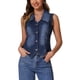 thumbnail image 1 of INSPIRE CHIC Chaleco sin mangas de mezclilla con cuello en V y botones para mujer XS Azul profundo, 1 of 5