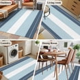 thumbnail image 5 of 3'x5' Area Rugs, Haze Blue Aqua Stripe Indoor Outdoor Area Rug for Living Room Bedroom, Modern Art Horizontal Striped Washable Bathroom Rugs Kitchen Floor Carpet Mats Home Decor Aesthetic, 5 of 8