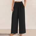 thumbnail image 4 of ZZwxWA Womens Wide Leg Pants Casual 2025 Elastic Waist Loose Flowy Palazzo Pants Trousers with Pockets, 4 of 6