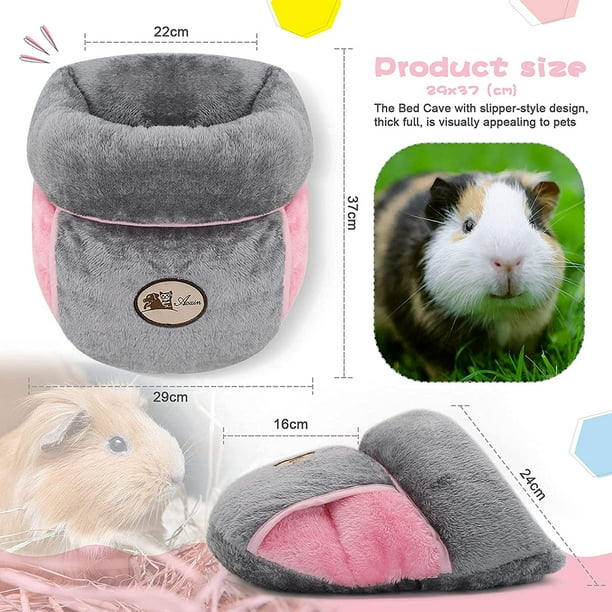 Cozy Grey Guinea Pig Bed Warm Fleece Cuddle Cave for Small Animals Comfy Sleeping Cushion for Squirrel Chinchilla Rabbit Hedgehog Cage