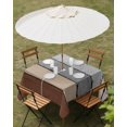 thumbnail image 3 of Outdoor Tablecloth with Umbrella Hole, Brown Grey Spillproof Waterproof Outdoor Table Cover, Vintage Stripe Farmhouse Wood Grain Ombre Patio Tablecloths for Party/Garden/Picnic, Square 54"x54", 3 of 9