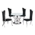 thumbnail image 1 of Silver Stainless Steel 5 Piece Dining Set with Round Clear Glass Table, 1 of 4