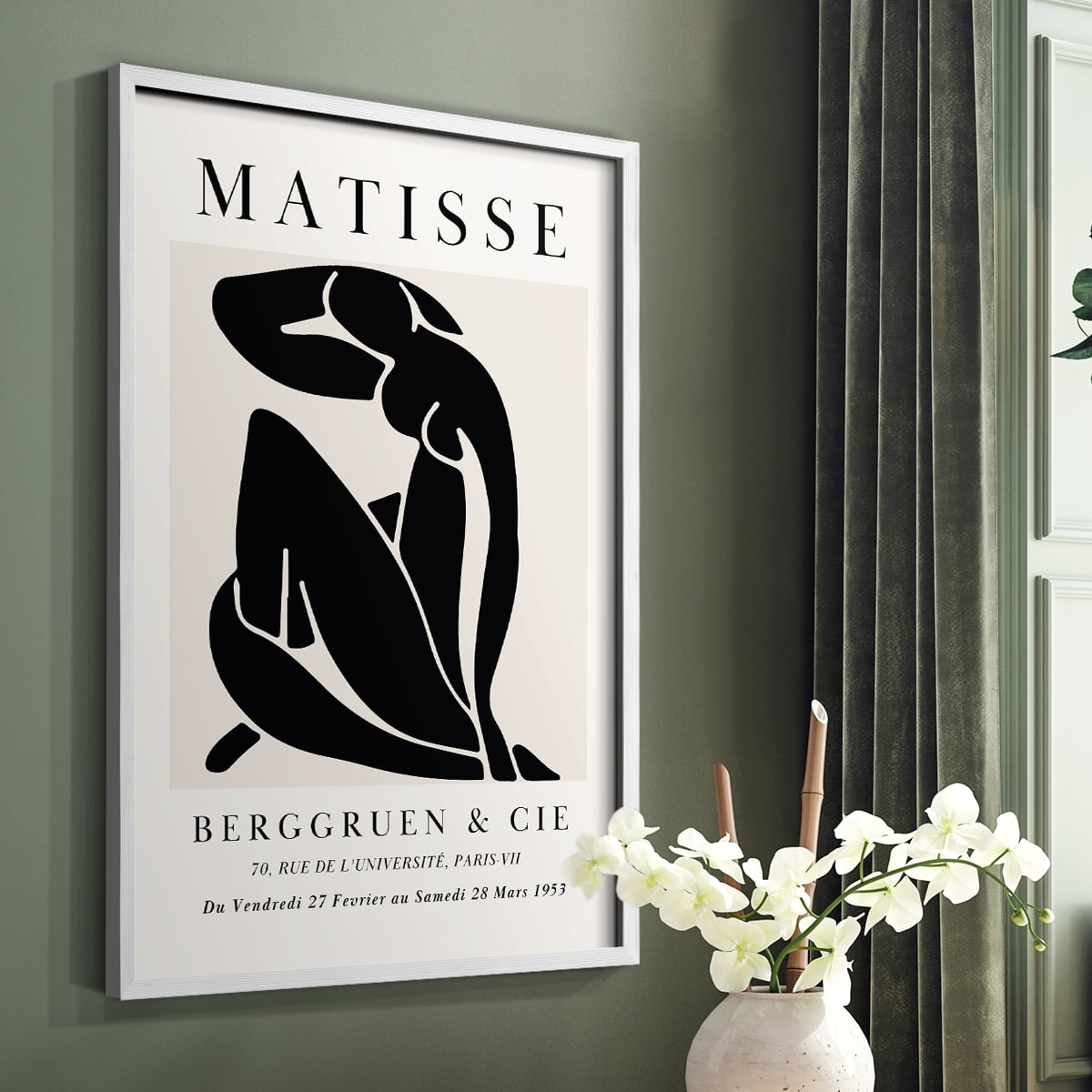 Matisse CDXC in White Solid Wood Framed Print No Nail Hanging