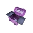 thumbnail image 2 of Professional Makeup Artist 2 in 1 Rolling Makeup Train Case Cosmetic Organizer Soft Trolley w/ Storage Drawers & Metal Buckles (Purple Fabric), 2 of 4