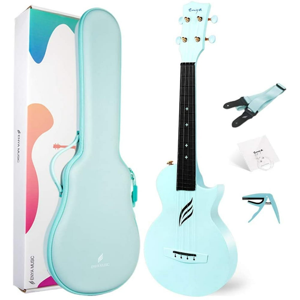 Enya Concert Nova U Blue Carbon Fiber Ukulele with Free Lessons and