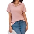 thumbnail image 2 of Women Short Sleeve V Neck Summer Casual Basic Tee Polo Tops, 2 of 6