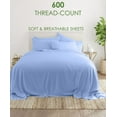 thumbnail image 2 of 6-PC Pure Giza Cotton King Size, Light Blue Color Bedsheet Set - 600-Thread-Count, 12-inch deep pockets [1 flat sheet, 1 fitted sheet, 2 pillowcases], 2 of 7