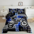 thumbnail image 2 of Erosebridal Motorcycle Rider Bedding Queen Comforter Set, Dirt Bike Down Comforter, Extreme Sport Room Decor, Navy Black, Reversible 3 Pieces, 2 of 8