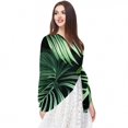thumbnail image 5 of Tropical Jungle Palm Leaves Light and Breathable Chiffon Yarn Silk scarf for Women, Translucent 180*73 Size - Elegant Head Scarf for All Seasons, 5 of 6