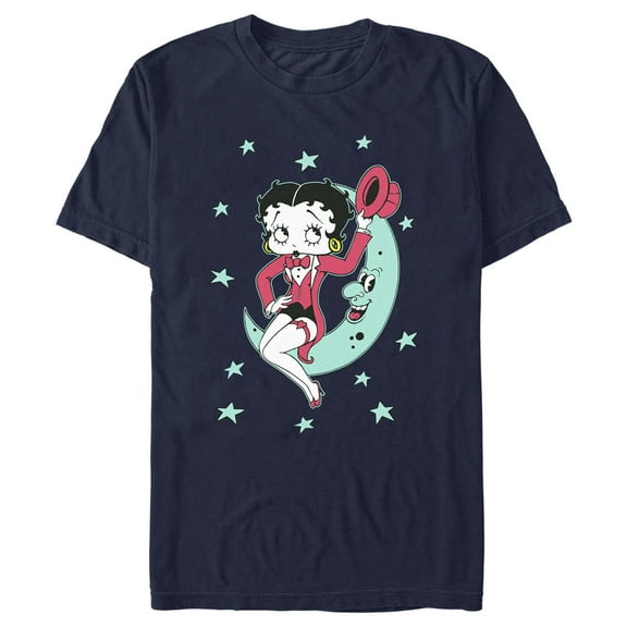 Men's Betty Boop Moon and Stars Betty  Graphic Tee Navy Blue X Large
