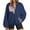Navy, variant on FAIWAD Womens Fuzzy Fleece Sweatshirt Long Sleeve Button Down Sweater Color Block Lightweight Tops with Pockets